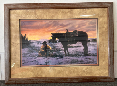 40&rdquo;x 28&rdquo; Framed Cowboy Picture
