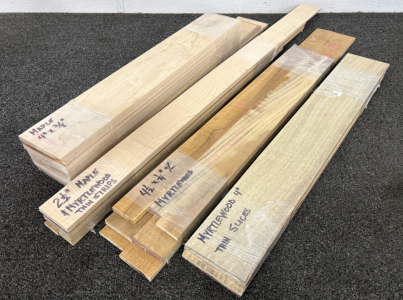 Thin Slices of Myrtlewood and Maple wood for Crafting