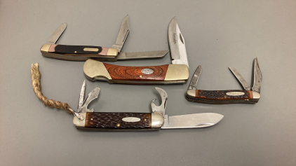 (4) Folding Pocket Knives. Including: S.W. Cut, Old Timer, Kabar And Remington Brands