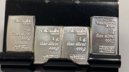 (4) One Gram .999 Fine Silver Bars— Verified Authentic