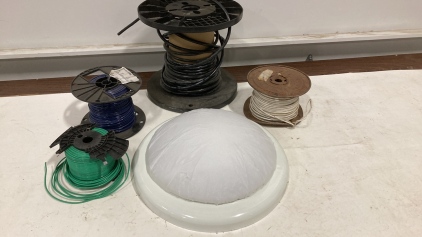 Assorted Wire Spools and Interior Ceiling Light