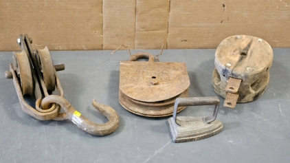 Antique Pulleys & 5" Iron