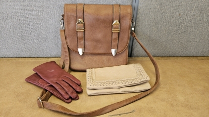 Leather Purse & Gloves, Leather Cloth Handbag