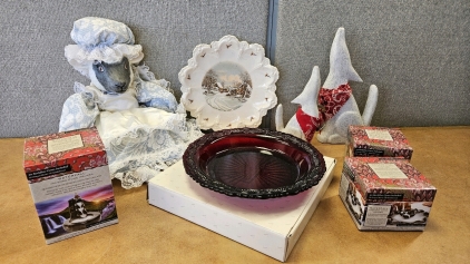 New Waterfall Incense Kits, Ceramic Lamb Doll, Red Avon Dish, Collector Plate, More