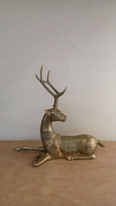 23" H Brass-Toned Metal Deer Decor