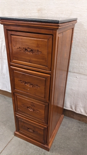 Granite Top Rosewood File Cabinet