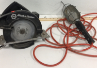 (1) Electricord Drop Light With 12’ Cord (1) Black And Decker 7-1/4” Circular Saw