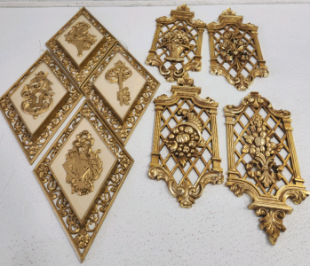 (8) Gold Colored Wall Decor