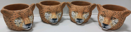 (4) Leopard Design Planters