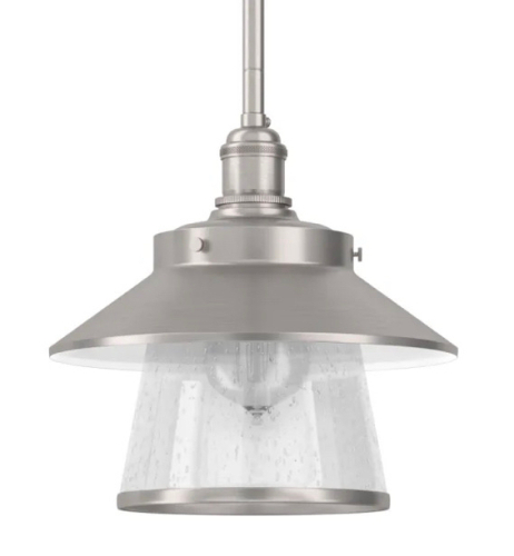 (3) Park Harbor Stockton 9" Wide Single Light Mini Pendant with Industrial Style Shade and Seedy Glass