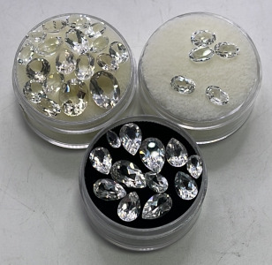 Oval, Teardrop, Round Cut And Faceted White Diamond Topaz Gemstones