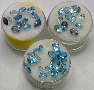 Round, Teardrop, Emerald, Oval, Square, Football Cut And Faceted Blue Topaz Gemstones