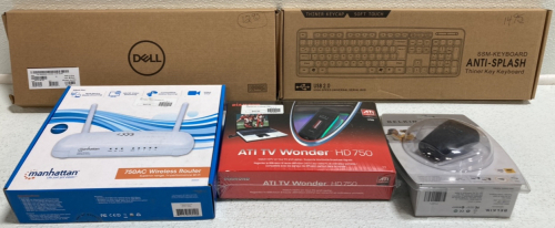 Dell Keyboard, Anti-Splash Keyboard, Peripheral Switch, ATI TV Wonder HD 750, Manhattan 750AC Wireless Router