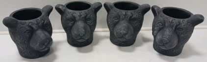 (4) Dark Gray Panther Planters