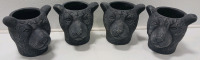 (4) Dark Gray Panther Planters