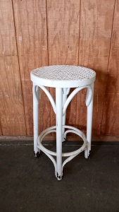 24" H White-Painted Wood Stool