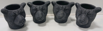 (4) Dark Gray Panther Planters