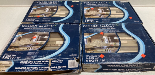 (4) Boxes of Glass and Stone Mosaic Wall Tile