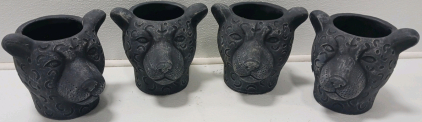 (4) Dark Gray Panther Planters