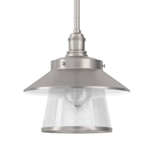 (3) Park Harbor Stockton 9" Wide Single Light Mini Pendant with Industrial Style Shade and Seedy Glass