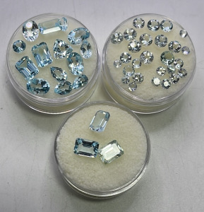 Oval, Teardrop, Tricut, Round, Square Cut And Faceted Aquamarine Gemstones