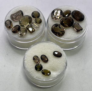 Oval, Round, Emerald Cut And Faceted Smoky Quartz Gemstones