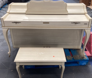 White Baldwin Acrosonic Piano w/ Bench