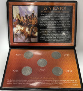 (1) Set 5 Years Of Buffalo Head Nickels… 1934-1938