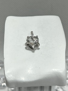 14k White Gold 2.02cts Heart White Sapphire w/ CZ Accents Pendant