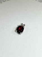 14k White Gold 1.7cts Deep Red Oval Garnet Pendant - 6