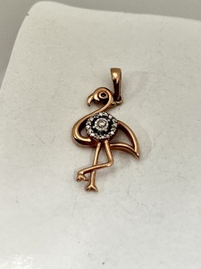 10k Rose Gold Diamond Flamingo Pendant