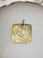 14k Yellow Gold and Mother of Pearl Square Pendant