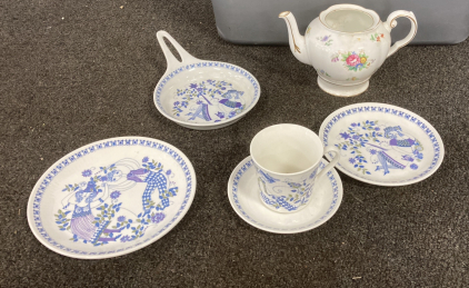 China Set Hand Painted From Norway Looks Complete Teapot From England Please Inspect