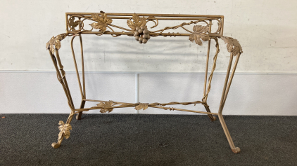 Pretty Metal Leaf Table Frame- Missing Glass 3&rsquo;L x 26.5&rdquo;H x 16&rdquo;W