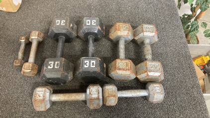 Dumbbells/Free Waights Pair Of 30 Pair Of 20 Please Inspect