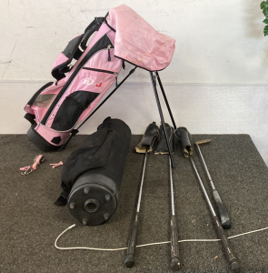 XD-J Golf Bag Has Brush Tees And Hood 4 Clubs And Black Golf Bag Please Inspect