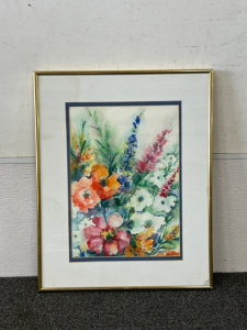 16&rdquo;x 20&rdquo; Wall Art &ldquo; Hollyhocks and Poppies&rdquo; Watercolor by Marama Hansen