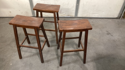 Set Of 3 Wood Stools 29&rdquo; Tall Please Inspect