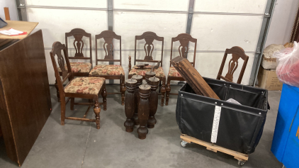 Table Set 6 Chairs 4 Leafs 5 Legs Please Inspect