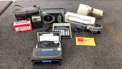 Vintage Cameras, Radios, Calculator And More- All Need Batteries