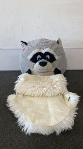 Racoon Pillow And Sheep Skin Rug