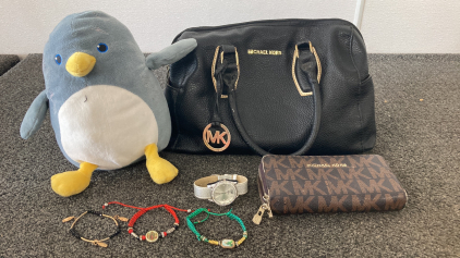 Michael Kors Purse And Wallet With Bracelets, Watch And Stuffie