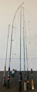 (5) Fishing Poles And Fishing Pole Part. (3) Reels Total