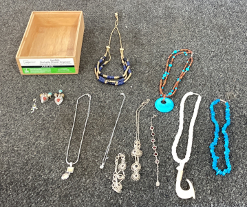 Costume Jewelry And Stone Necklace Please Inspect