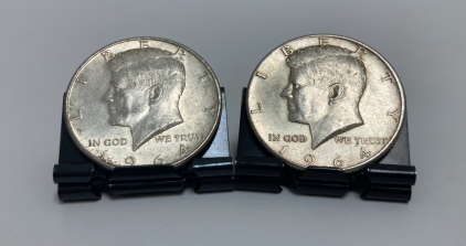 (2) 1964 90% Silver Kennedy Half Dollars— Verified Authentic