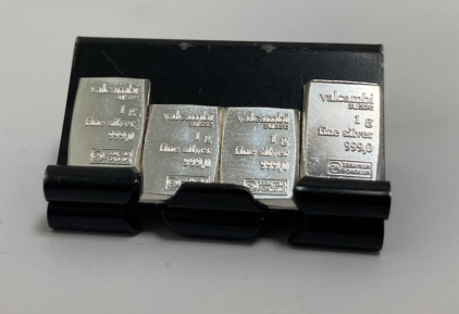 (4) One Gram .999 Fine Silver Bars— Verified Authentic