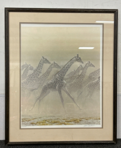 28&rdquo;x 34&rdquo; Framed Giraffe Picture Numbered and Signed by Robert Bateman 1981