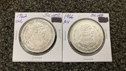 1962 & 66 Silver Un Pesos
