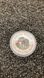 One Troy Ounce .999 Silver Elephant Round&mdash; Unverified