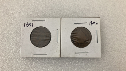 1891 & 1893 Indian Head Pennies